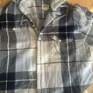 American Eagle Outfitters Men's Blue and Gray Plaid Shirt Jacket